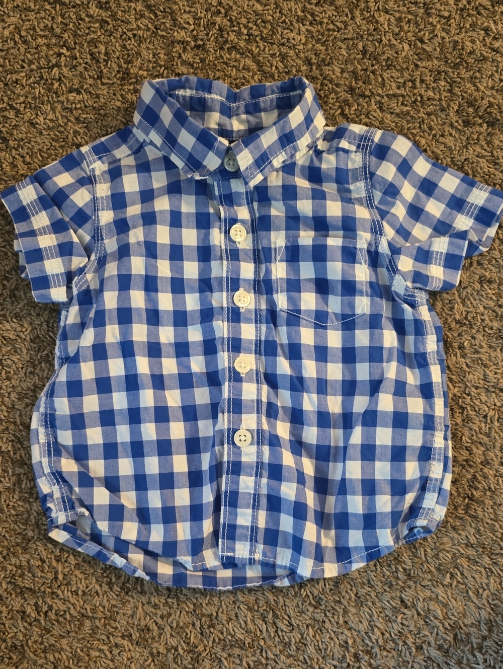 3-6 Baby GAP Blue and White Gingham Button-Down Shirt